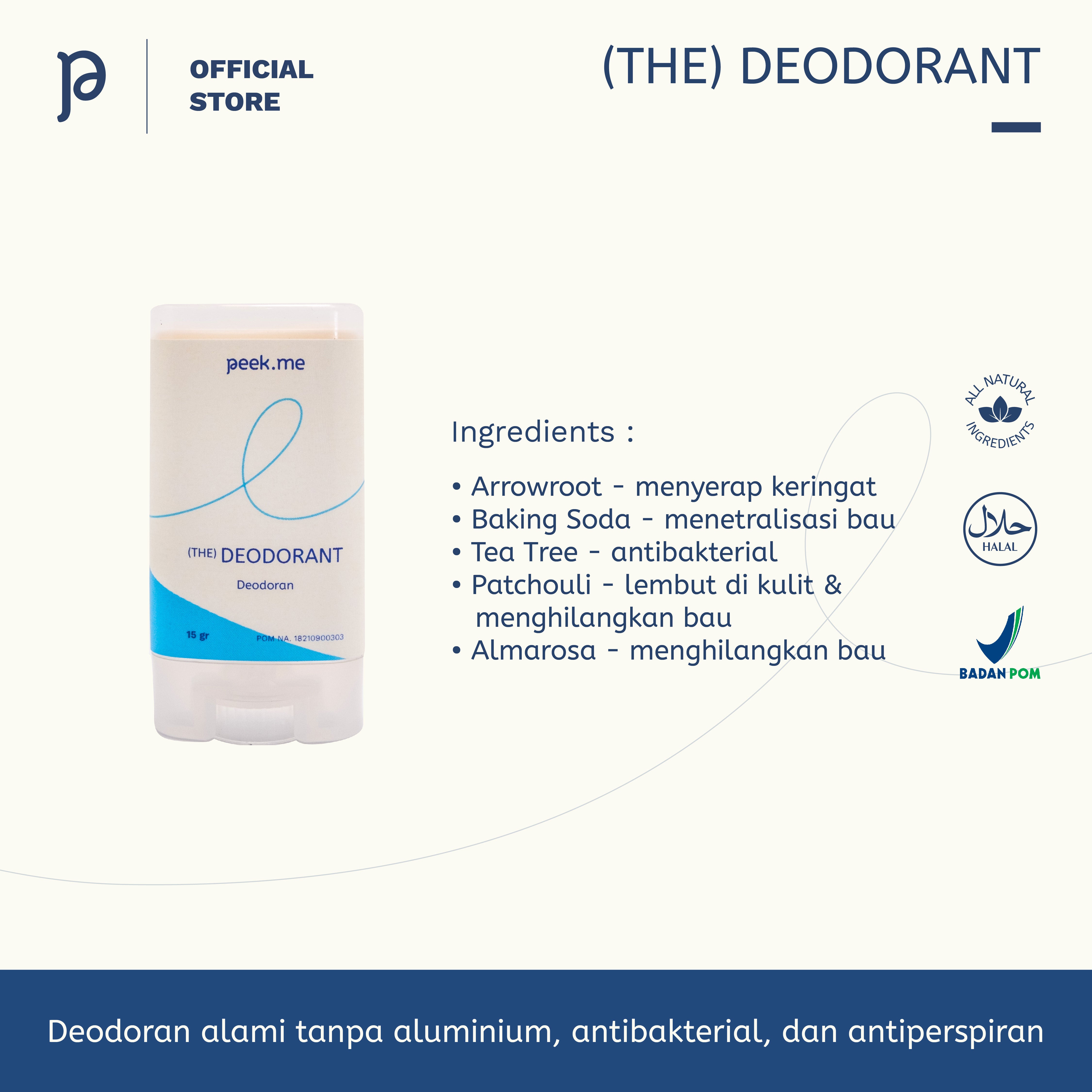 (The) Deodorant Deodoran Alami Tanpa Aluminium Peek.Me Naturals